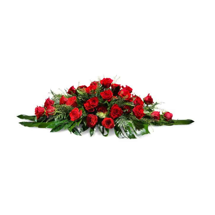 almohadón flores funerarias rojo