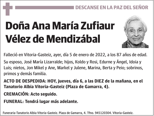 Ana María Zufiaur Vélez de Mendizábal