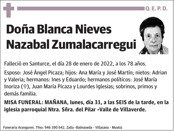 Blanca Nieves Nazabal Zumalacarregui