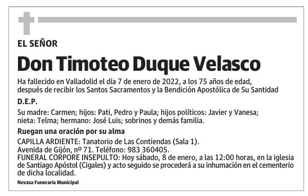 Don Timoteo Duque Velasco