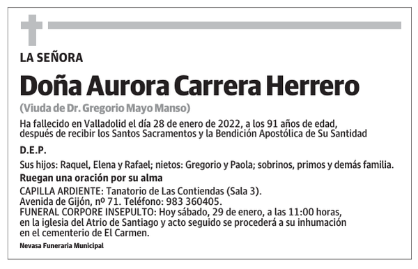 Doña Aurora Carrera Herrero