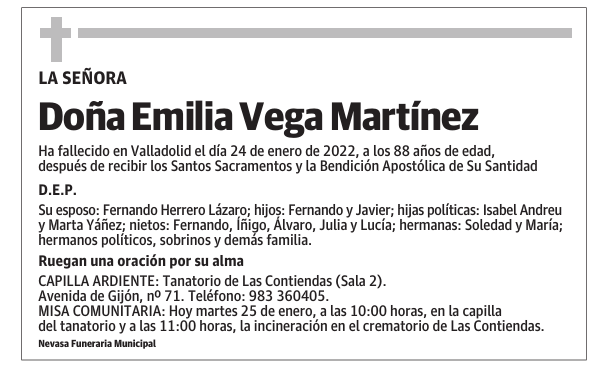 Doña Emilia Vega Martínez