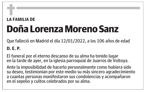 Doña Lorenza Moreno Sanz