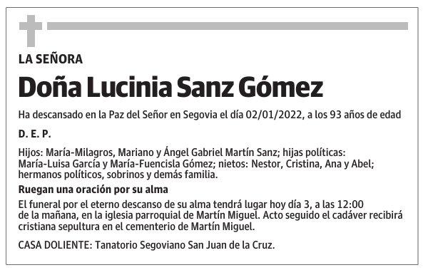 Doña Lucinia Sanz Gómez