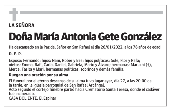 Doña María Antonia Gete González