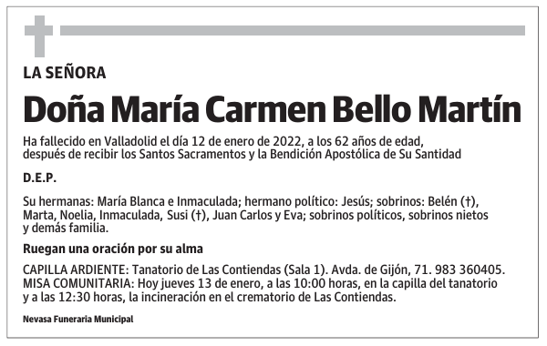 Doña María Carmen Bello Martín