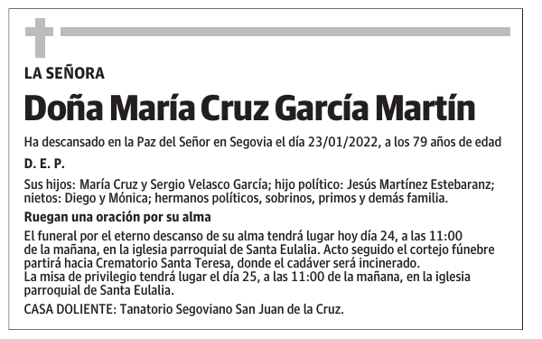 Doña María Cruz García Martín