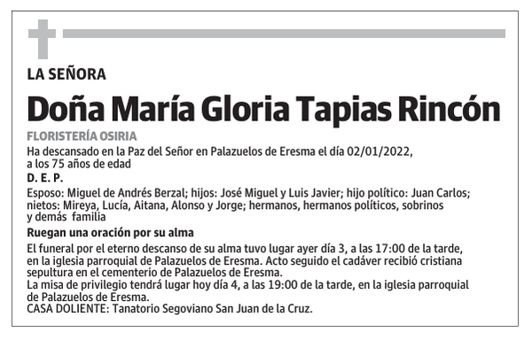 Doña María Gloria Tapias Rincón