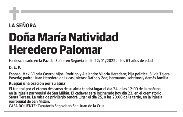 Doña María Natividad Heredero Palomar