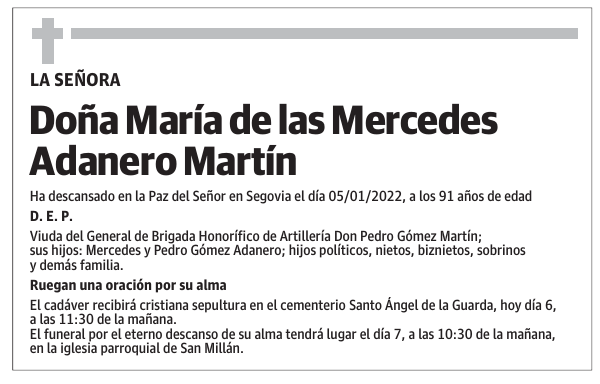 Doña María de las Mercedes Adanero Martín