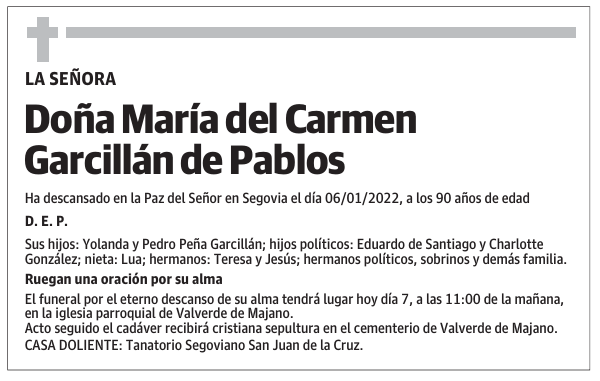 Doña María del Carmen Garcillán de Pablos