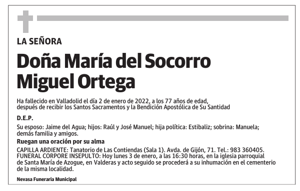 Doña María del Socorro Miguel Ortega