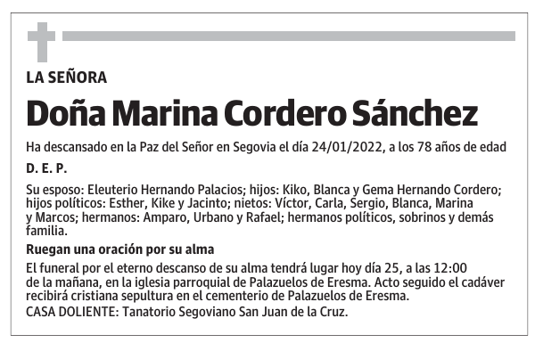 Doña Marina Cordero Sánchez