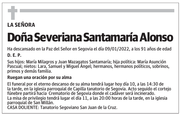 Doña Severiana Santamaría Alonso