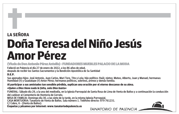 Doña Teresa del Niño Jesús Amor Pérez