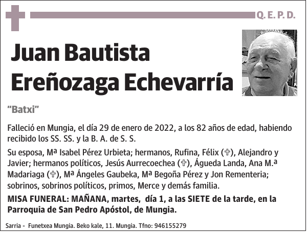 Juan Bautista Ereñozaga Echevarría