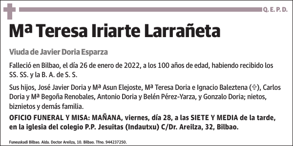 Mª Teresa Iriarte Larrañeta