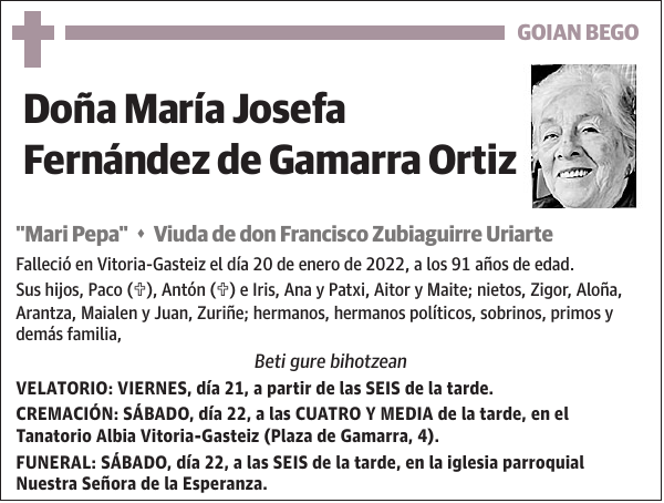 María Josefa Fernández de Gamarra Ortiz