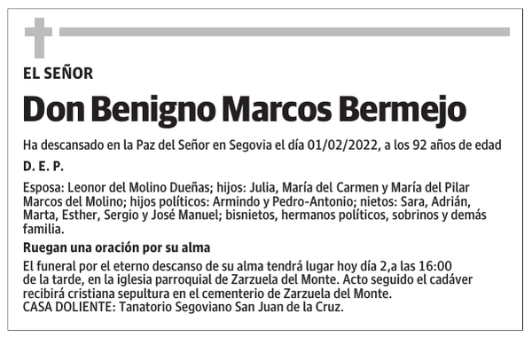 Don Benigno Marcos Bermejo