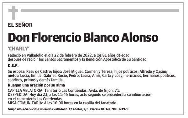 Don Florencio Blanco Alonso