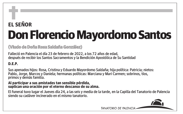 Don Florencio Mayordomo Santos