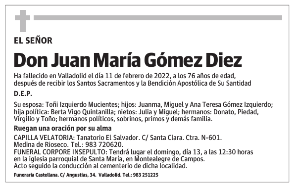 Don Juan María Gómez Diez
