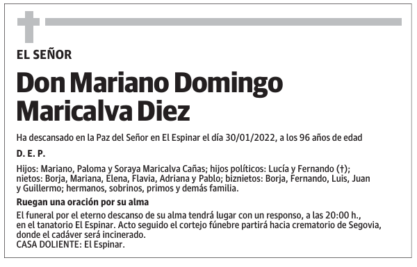 Don Mariano Domingo Maricalva Diez