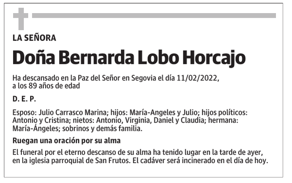 Doña Bernarda Lobo Horcajo