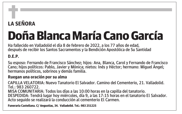Doña Blanca María Cano García