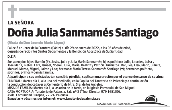 Doña Julia Sanmamés Santiago