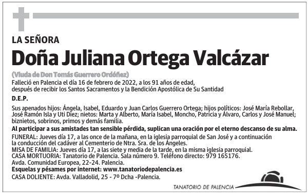 Doña Juliana Ortega Valcázar