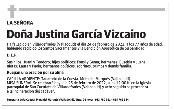 Doña Justina García Vizcaíno
