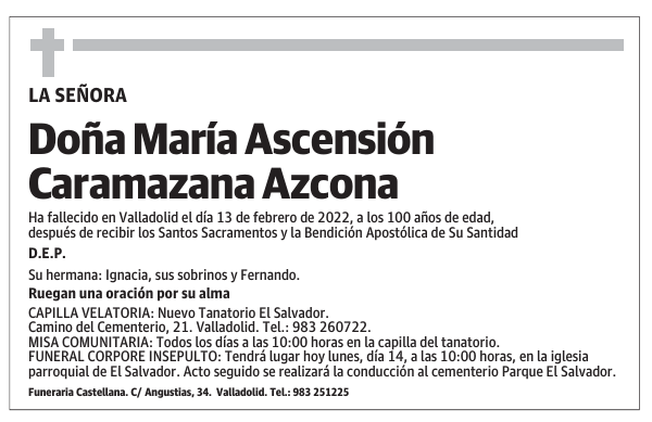 Doña María Ascensión Caramazana Azcona