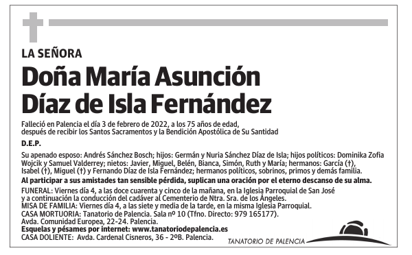 Doña María Asunción Díaz de Isla Fernández