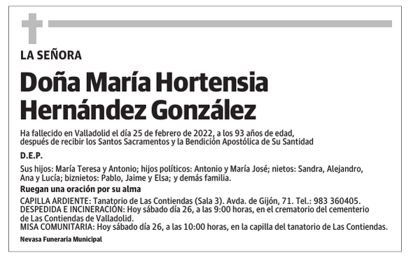 Doña María Hortensia Hernández González