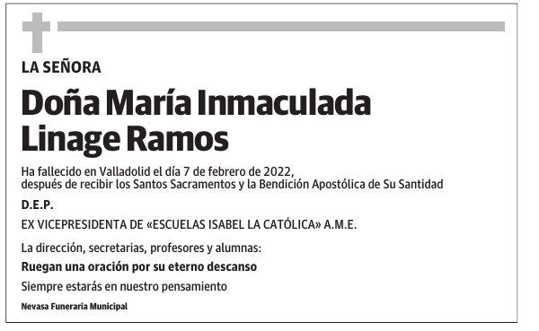Doña María Inmaculada Linage Ramos