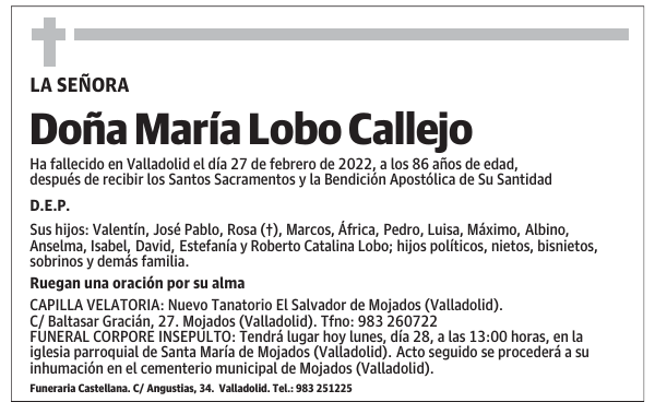 Doña María Lobo Callejo