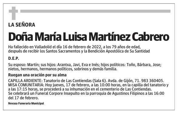 Doña María Luisa Martínez Cabrero