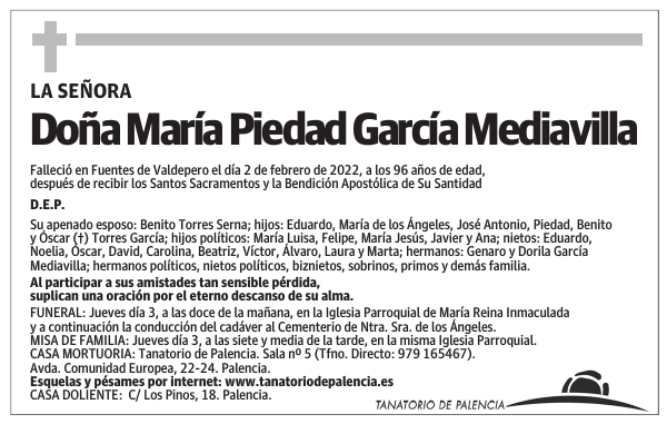 Doña María Piedad García Mediavilla