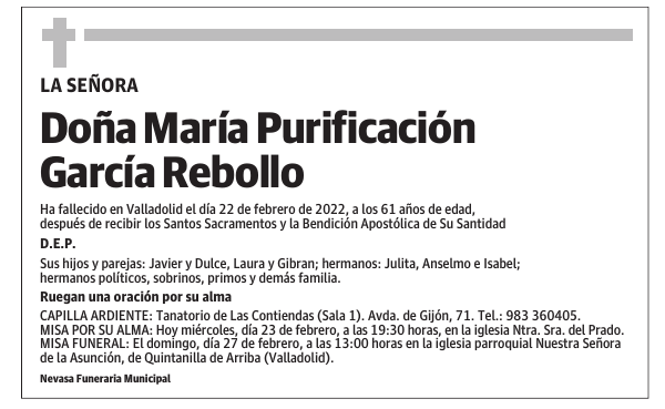 Doña María Purificación García Rebollo