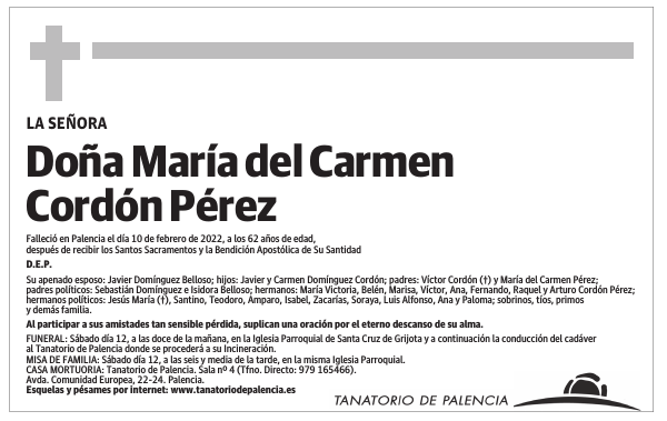 Doña María del Carmen Cordón Pérez