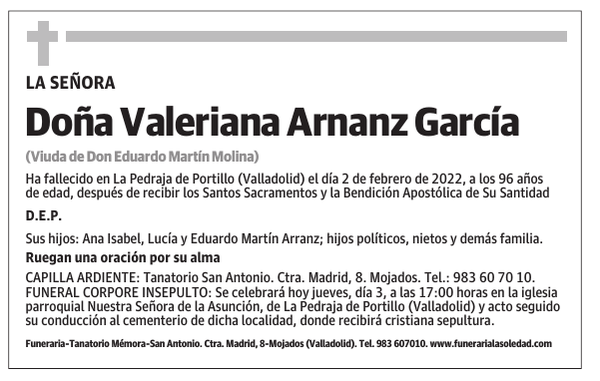 Doña Valeriana Arnanz García