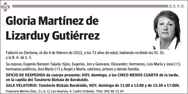 Gloria Martínez de Lizarduy Gutiérrez