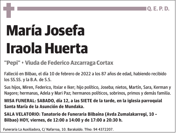 María Josefa Iraola Huerta