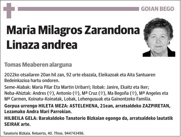 Maria Milagros Zarandona Linaza