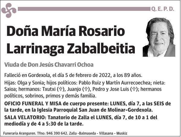 María Rosario Larrinaga Zabalbeitia