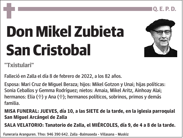 Mikel Zubieta San Cristobal 'Txistulari'