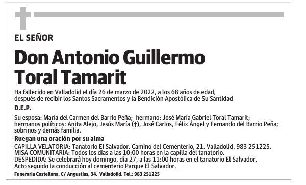 Don Antonio Guillermo Toral Tamarit