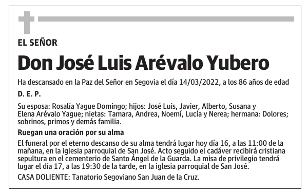 Don José Luis Arévalo Yubero