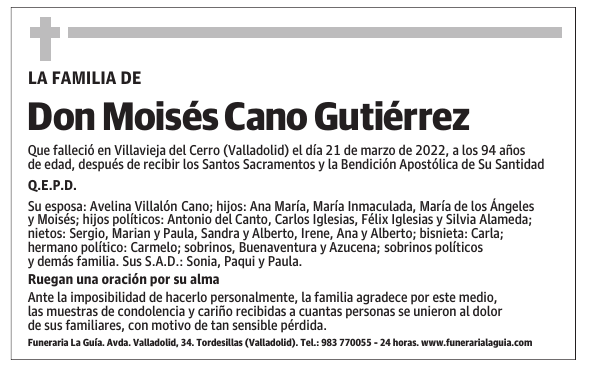 Don Moisés Cano Gutiérrez